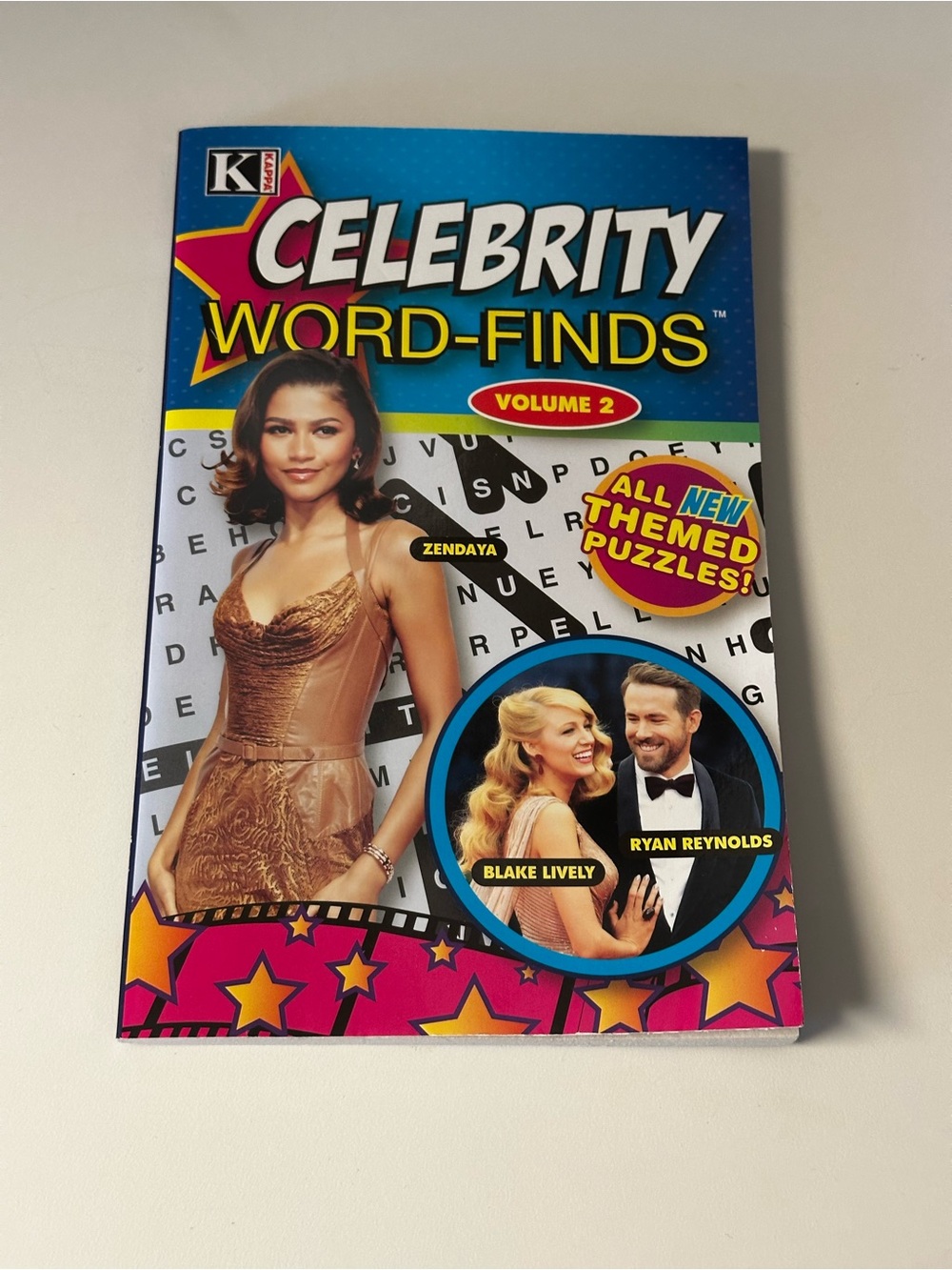 Kappa Celebrity Word-Finds Puzzle Book — Blue, Pink, Gold Accents